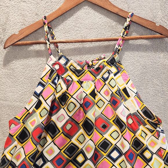 Sabine Womens Multi Color Geo Print Tied Rope Strap Tank Top Size Small Y2K 90s - Picture 2 of 10
